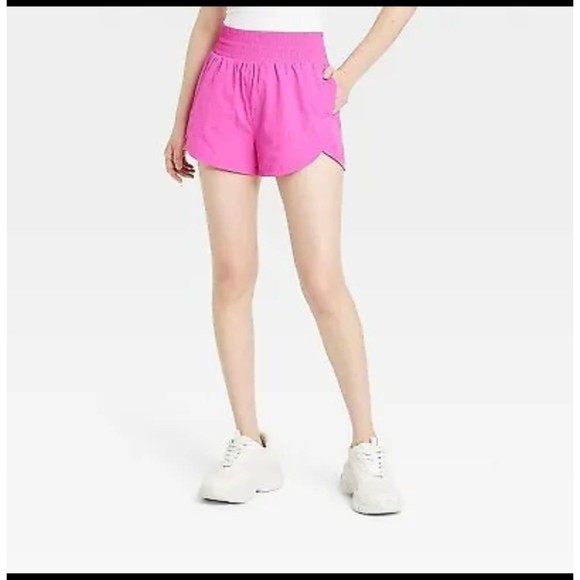 Women's All in Motion High Rise Crinkle Shorts Pink - Picture 1 of 10